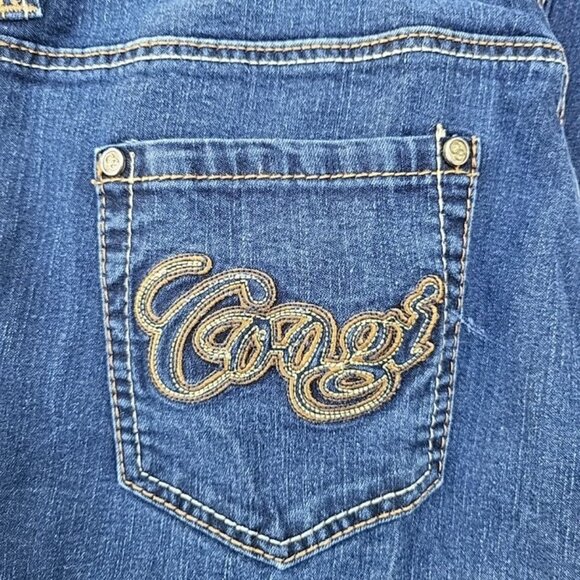 Coogi Women's Dark Wash Gold Embroidered Straight Leg Slim Jeans Sz 5/6 - Picture 6 of 9